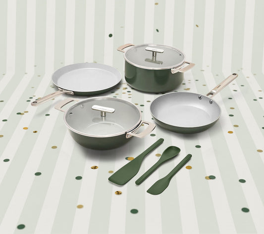 Complete Cookware Set (4-Piece) with glass lid - Coorg Green