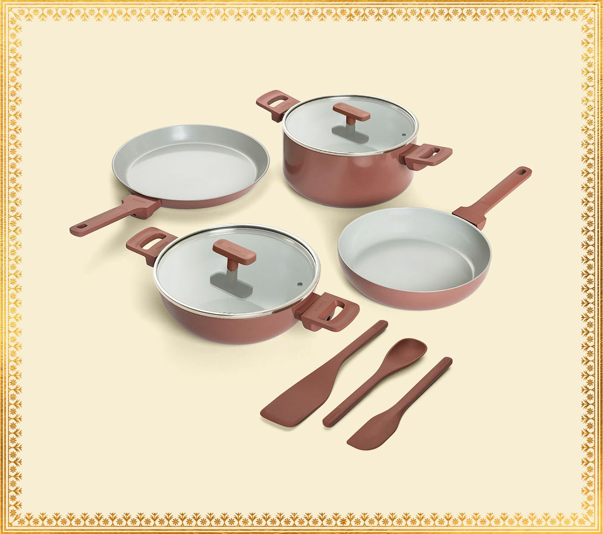 Complete Cookware Set (4-Piece) with glass lid - Jaipur Terracotta