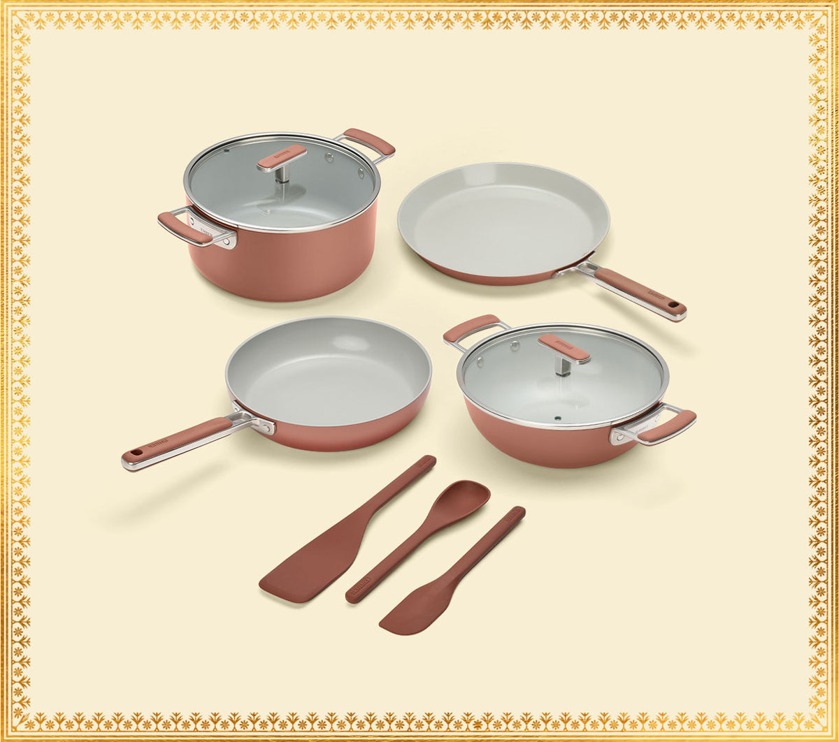 Complete Cookware Set (4-Piece) with glass lid - Jaipur Terracotta