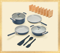 Complete Cookware Set with storage (4-Piece) with glass lid - Nilgiri Blue