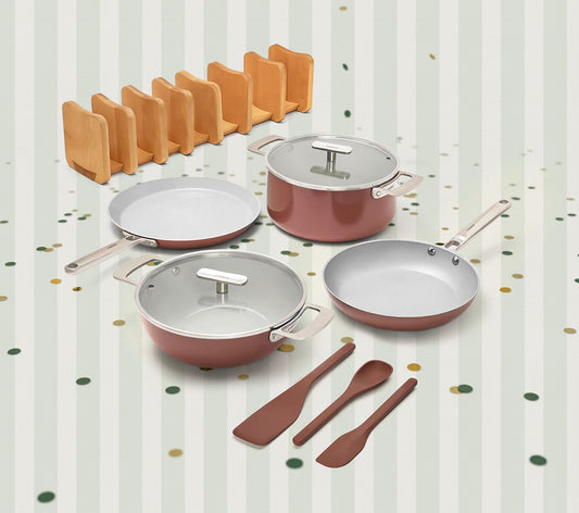 Complete Cookware Set with storage (4-Piece) with glass lid - Jaipur Terracotta