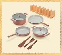 Complete Cookware Set with storage (4-Piece) with glass lid - Jaipur Terracotta