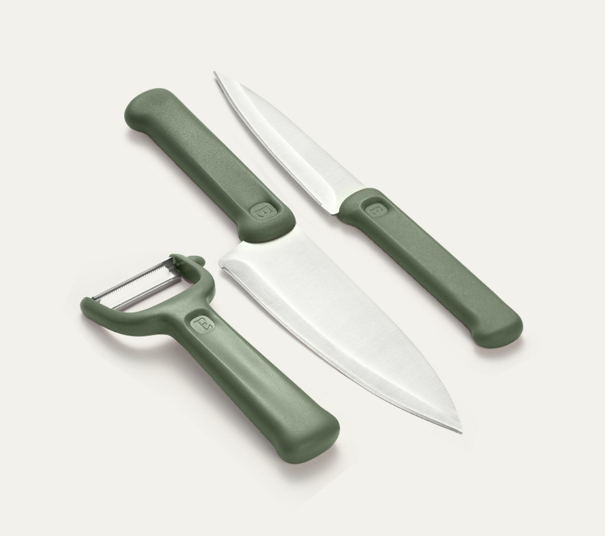 Knife & Peeler Set of 3 - Coorg Green