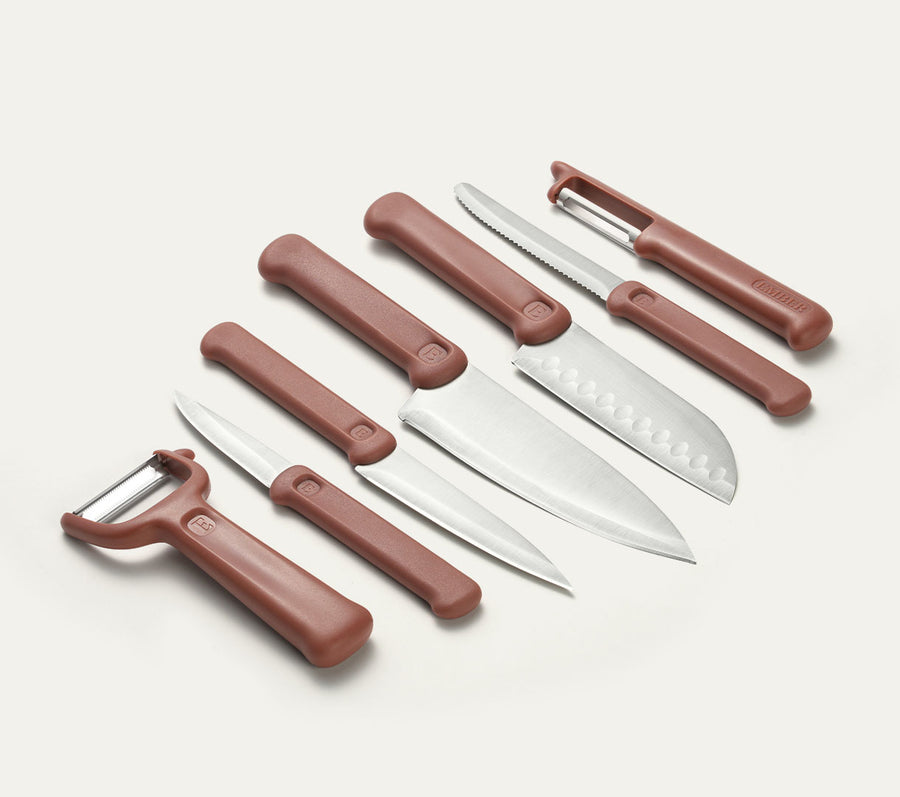 Knife & Peeler Set of 7 - Jaipur Terracotta