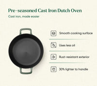 Pre-Seasoned Cast Iron Dutch Oven 27cm - Coorg Green