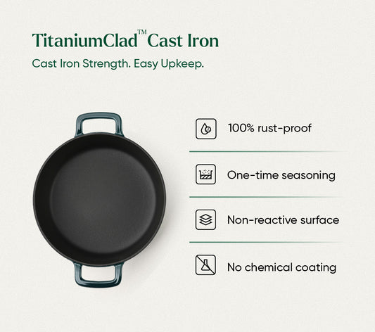 TitaniumClad™  Cast Iron Dutch Oven 27cm - Teal