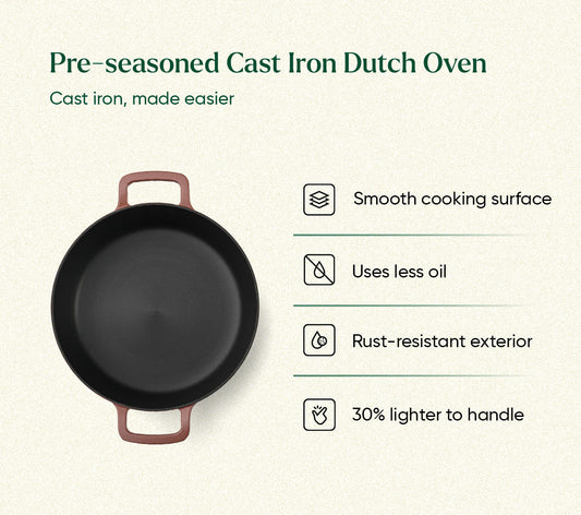 Pre-Seasoned Cast Iron Dutch Oven 27cm - Jaipur Terracotta