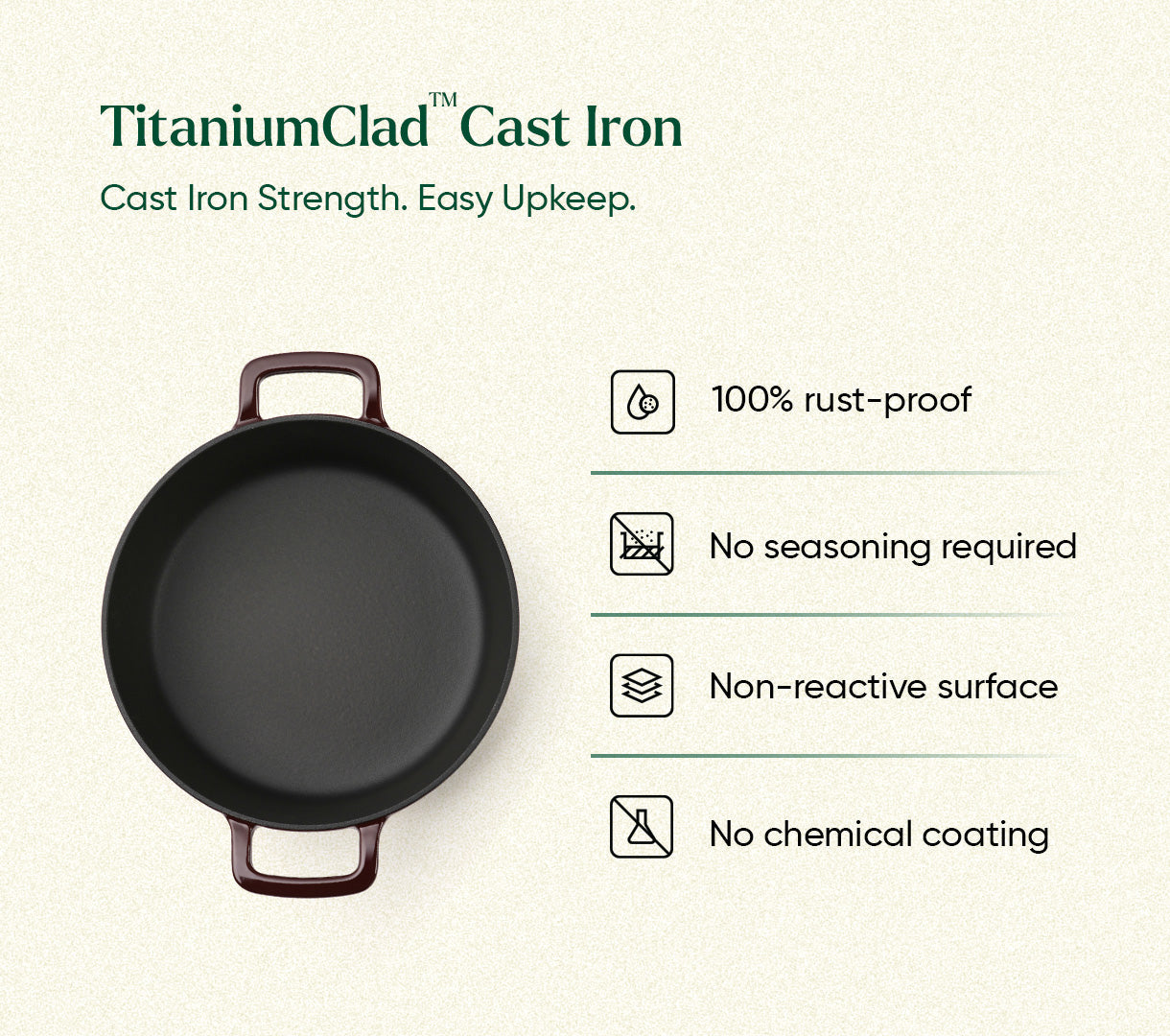 TitaniumClad™  Cast Iron Dutch Oven 27cm - Wine