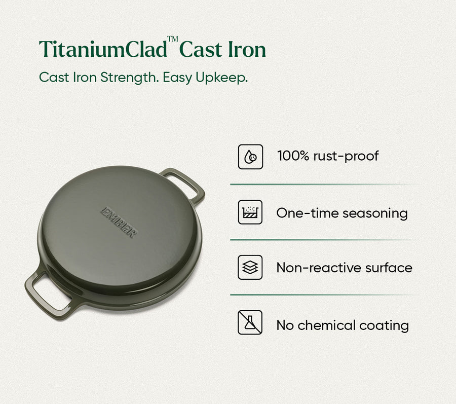 TitaniumClad™  Cast Iron Grill Pan 27cm - Sage