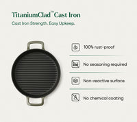 TitaniumClad™  Cast Iron Grill Pan 27cm - Sage