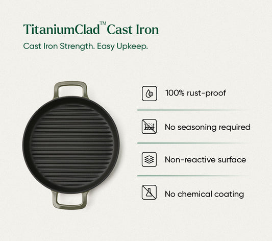 TitaniumClad™  Cast Iron Grill Pan 27cm - Sage