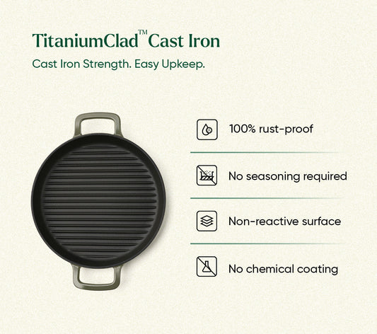 TitaniumClad™  Cast Iron Grill Pan 27cm - Sage