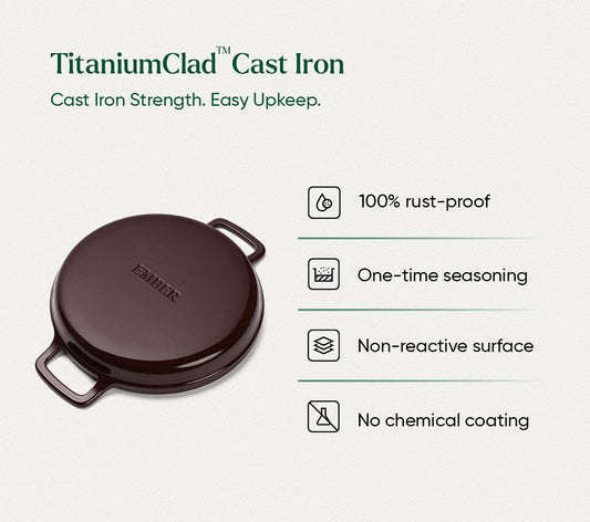TitaniumClad™  Cast Iron Grill Pan 27cm - Wine