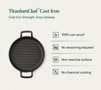 TitaniumClad™  Cast Iron Grill Pan 27cm - Wine