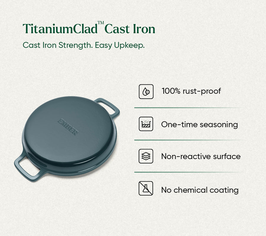 TitaniumClad™  Cast Iron Grill Pan 27cm - Ocean