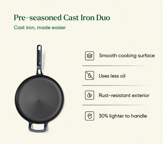 Pre-seasoned Cast Iron Duo - Nilgiri Blue