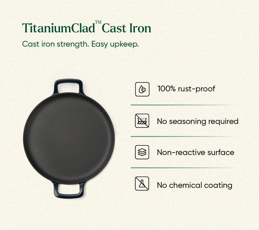 TitaniumClad™  Cast Iron Tawa 30cm - Teal