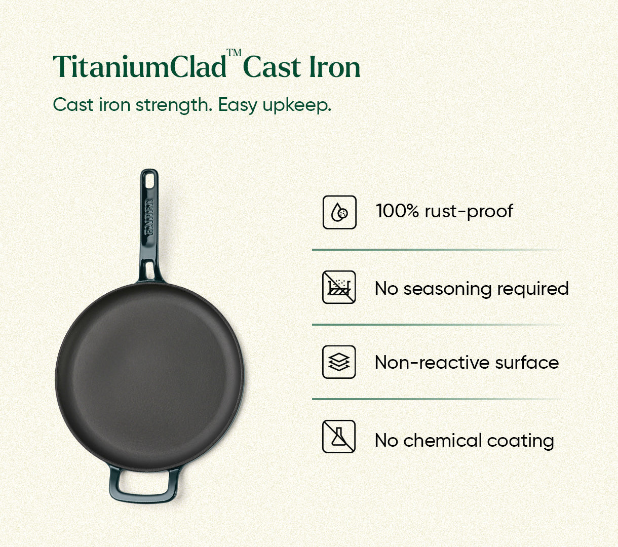 TitaniumClad™  Cast Iron Tawa 27cm - Teal