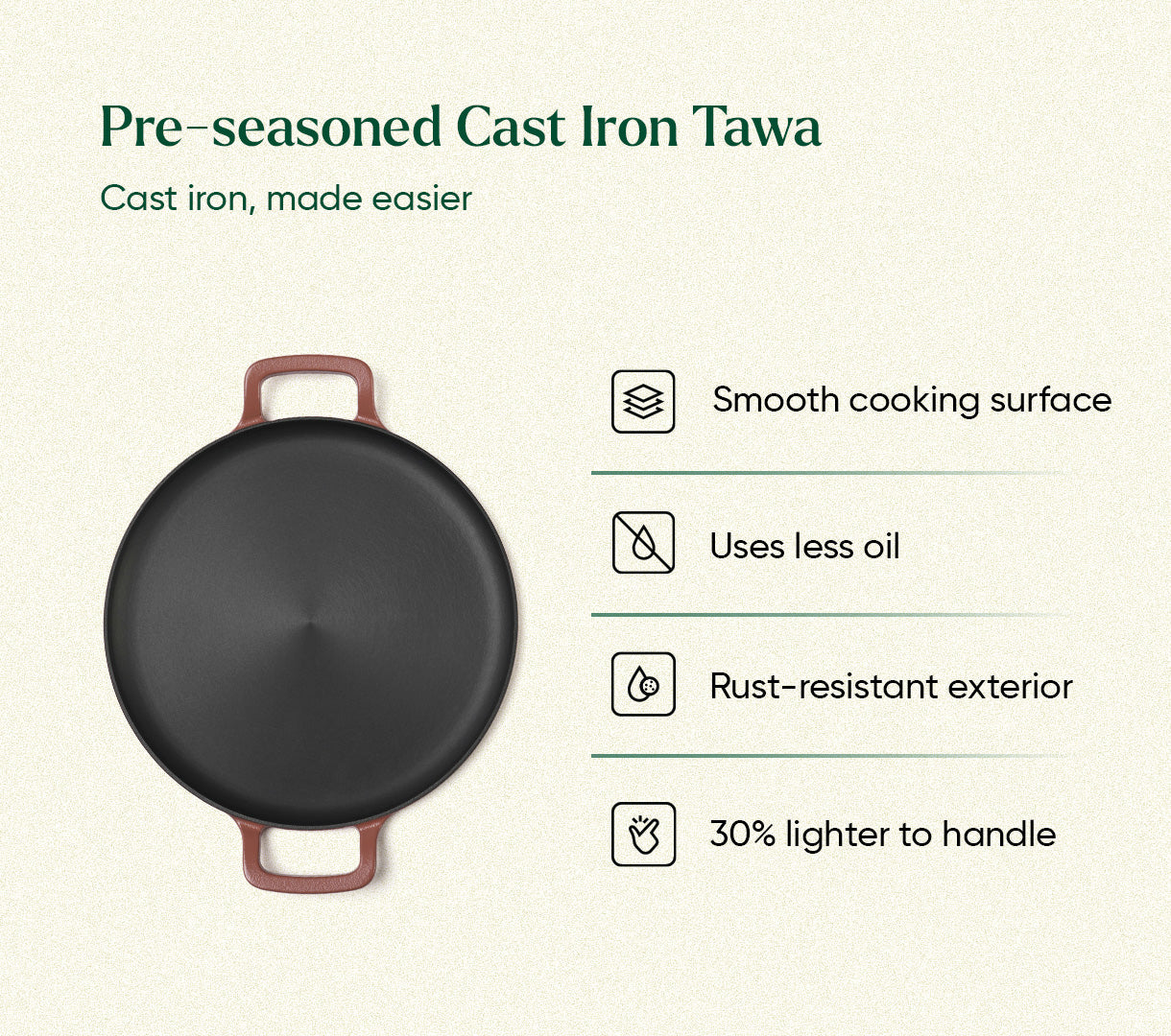 Pre-Seasoned Tawa 30 cm - Jaipur Terracotta