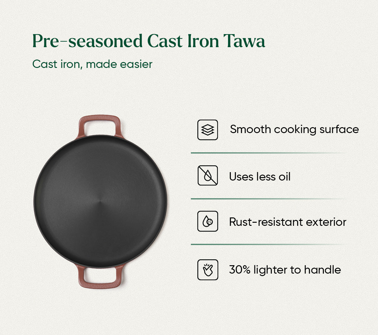 Pre-Seasoned Tawa 30 cm - Jaipur Terracotta
