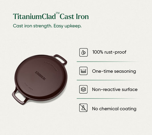TitaniumClad™  Cast Iron Tawa 30cm - Wine