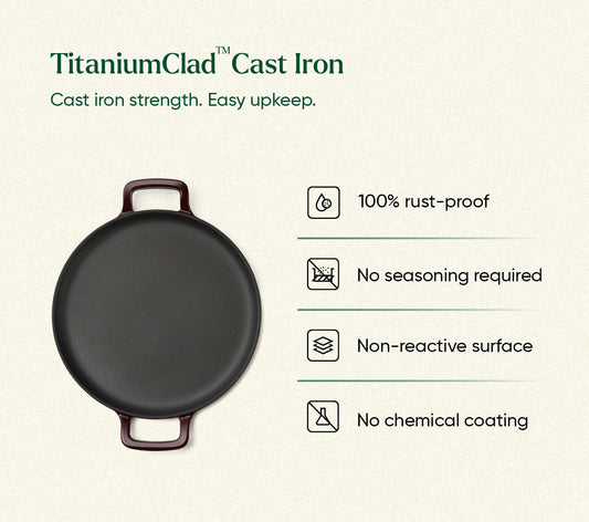 TitaniumClad™  Cast Iron Tawa 30cm - Wine