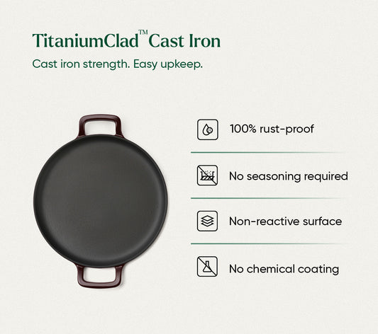 TitaniumClad™  Cast Iron Tawa 30cm - Wine