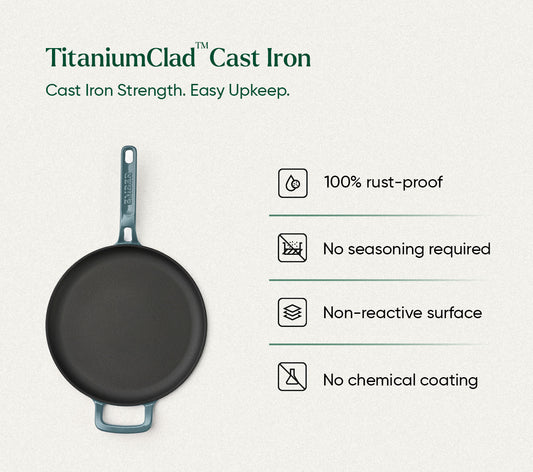 TitaniumClad™  Cast Iron Tawa 27cm - Ocean