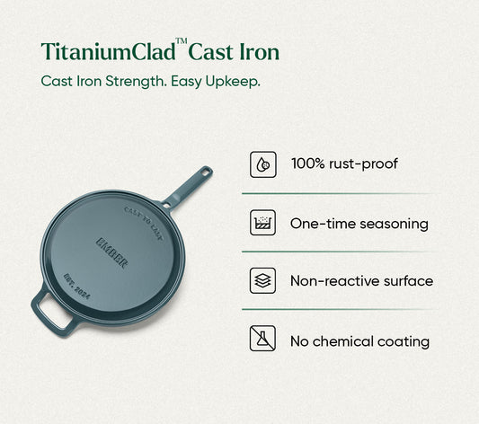 TitaniumClad™  Cast Iron Tawa 27cm - Ocean
