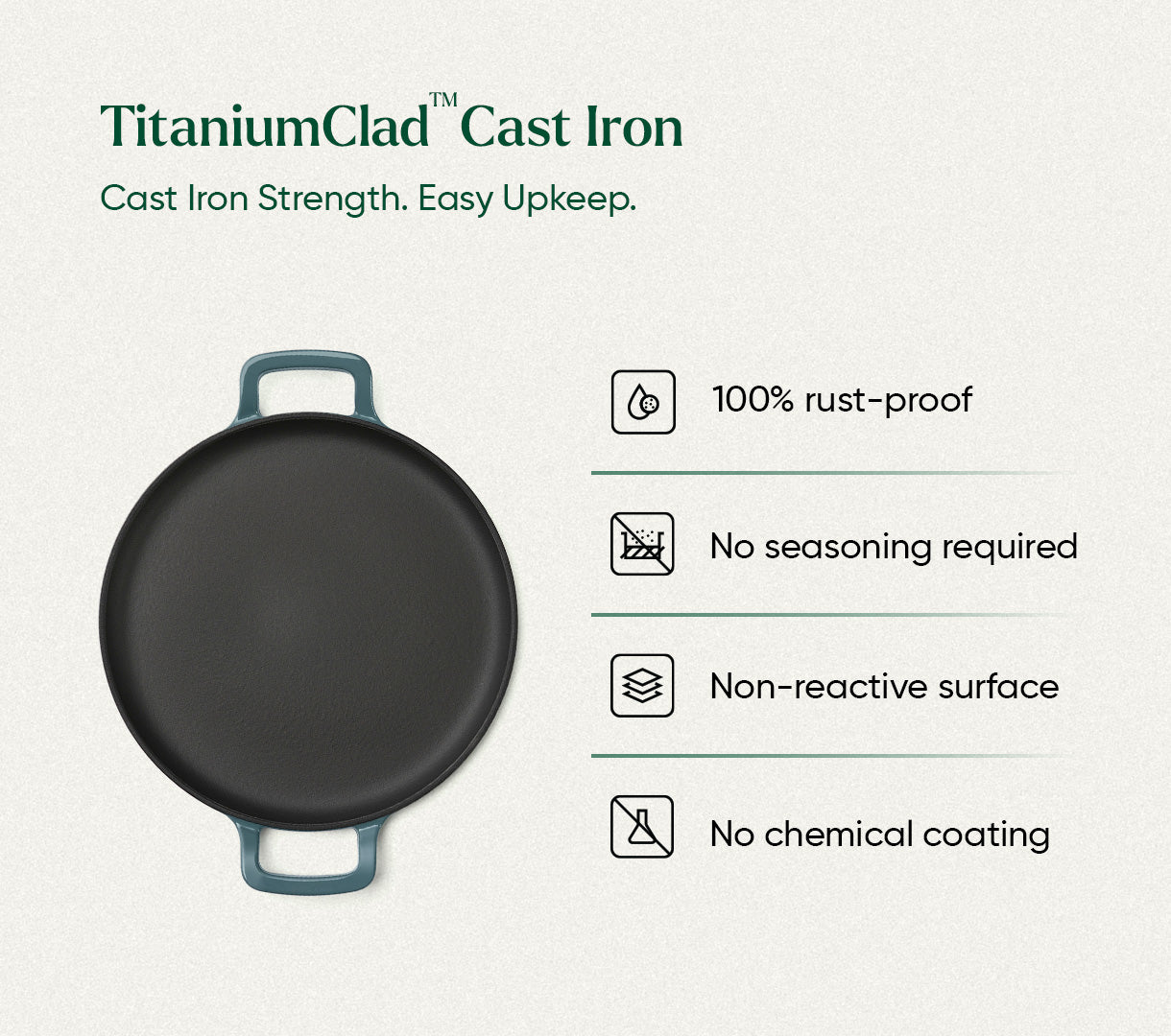 TitaniumClad™  Cast Iron Tawa 30cm - Ocean