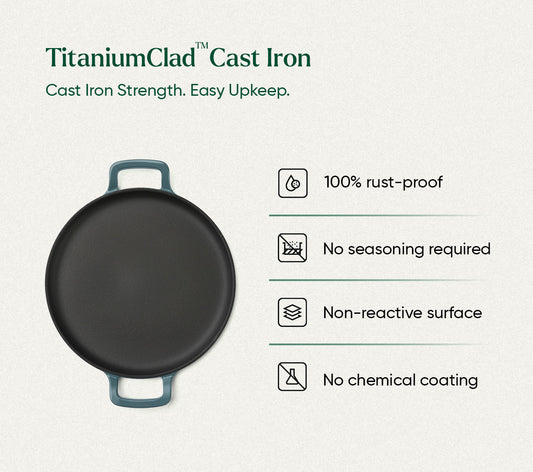 TitaniumClad™  Cast Iron Tawa 30cm - Ocean