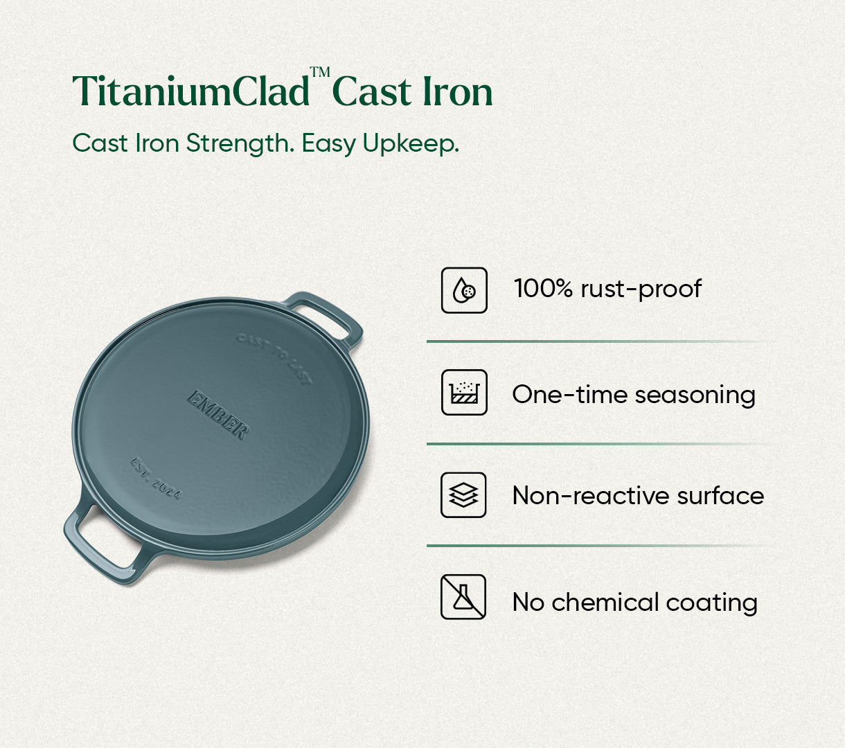 TitaniumClad™  Cast Iron Tawa 30cm - Ocean