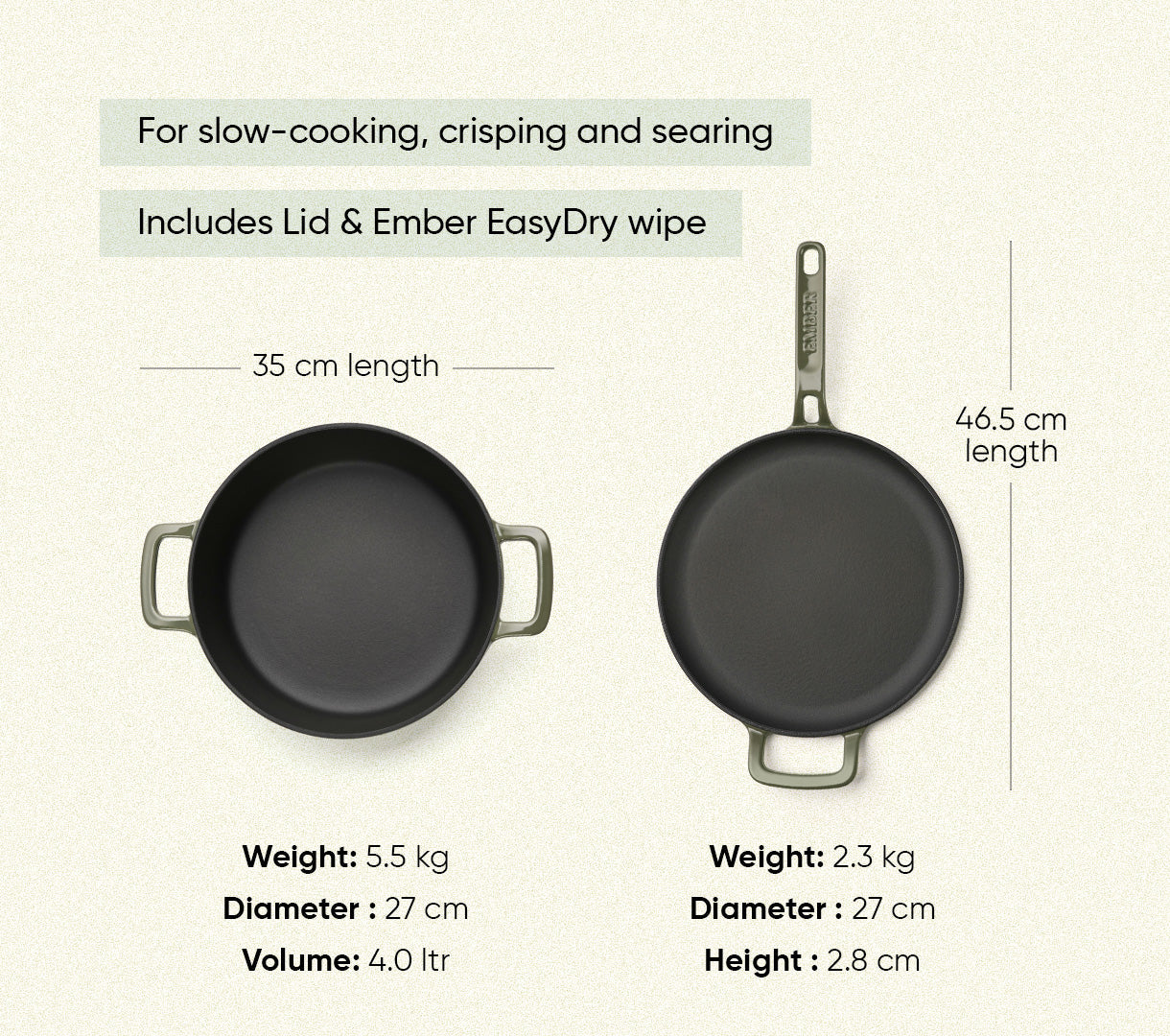 TitaniumClad™ Cast Iron Duo - Teal