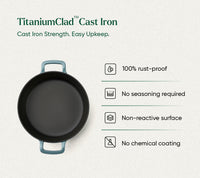 TitaniumClad™  Cast Iron Dutch Oven 27cm - Ocean