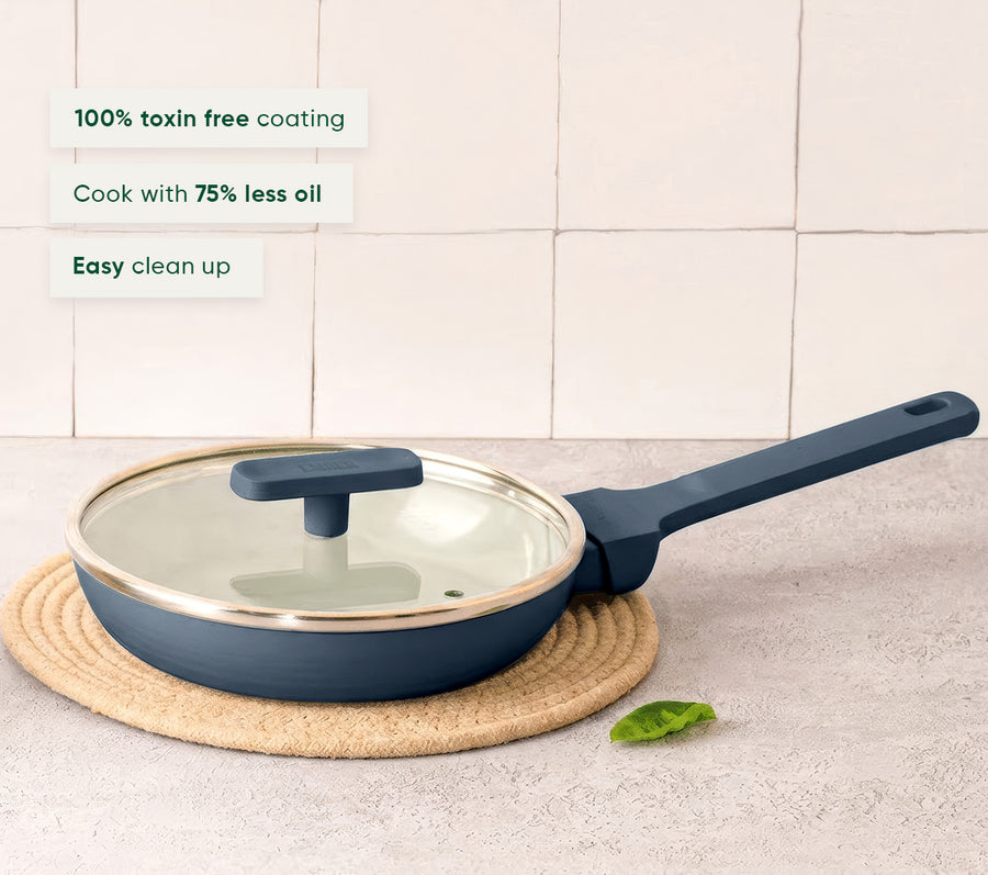 Mini Frypan with Glass Lid 20cm - Nilgiri Blue