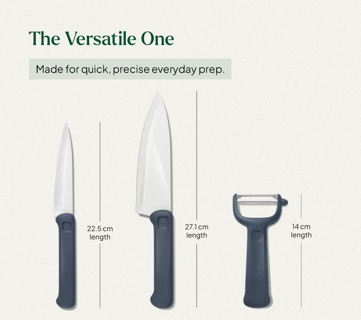 Knife & Peeler Set of 3 - Nilgiri Blue