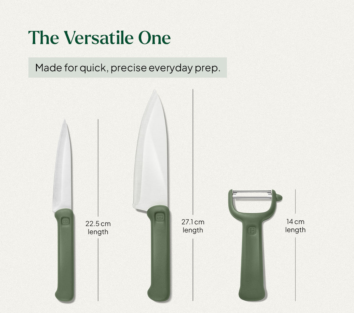 Knife & Peeler Set of 3 - Coorg Green