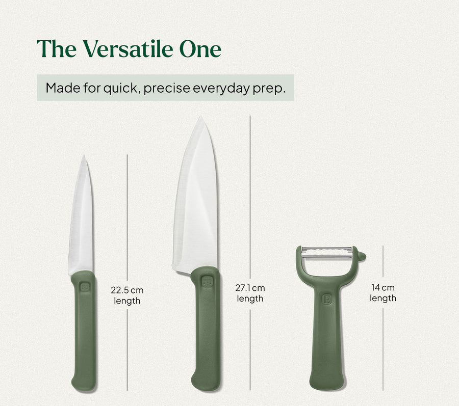 Knife & Peeler Set of 3 - Coorg Green