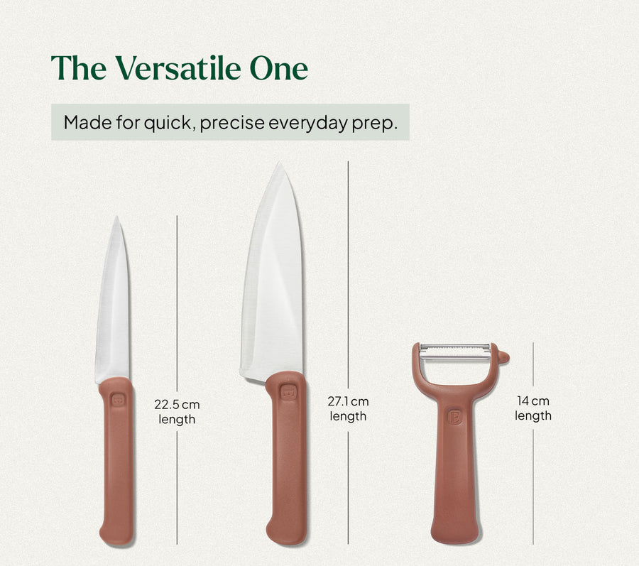 Knife & Peeler Set of 3 - Jaipur Terracotta