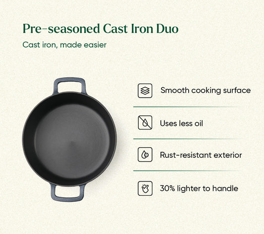 Pre-seasoned Cast Iron Duo - Nilgiri Blue
