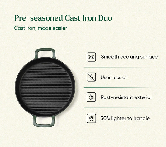 Pre-seasoned Cast Iron Duo - Coorg Green