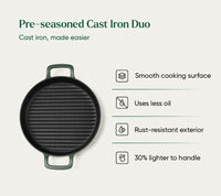 Pre-seasoned Cast Iron Duo - Coorg Green