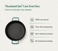 TitaniumClad™  Cast Iron Dutch Oven 27cm - Ocean