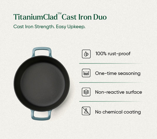 TitaniumClad™  Cast Iron Dutch Oven 27cm - Ocean