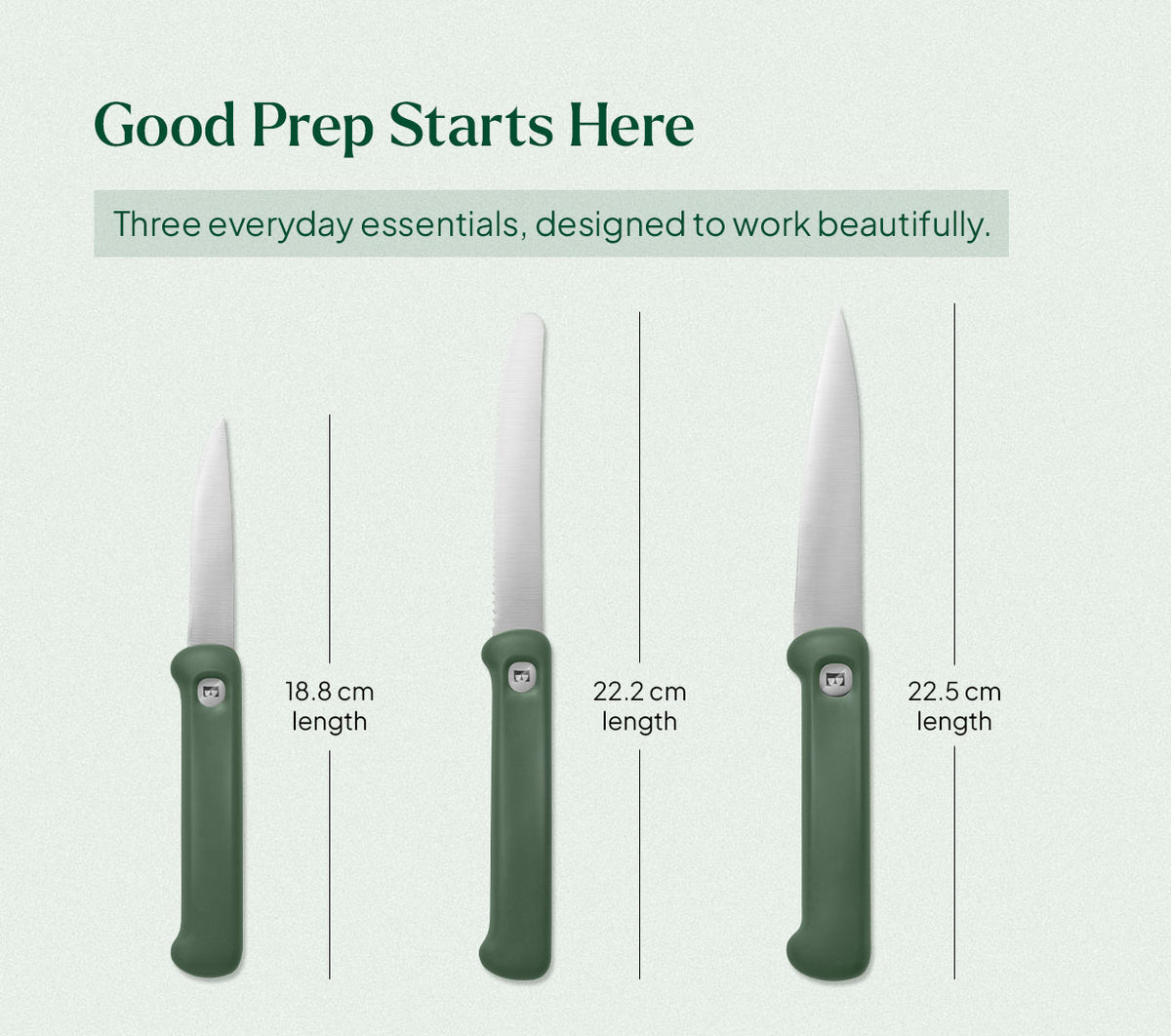 Knife Set of 3 - Pro - Coorg Green