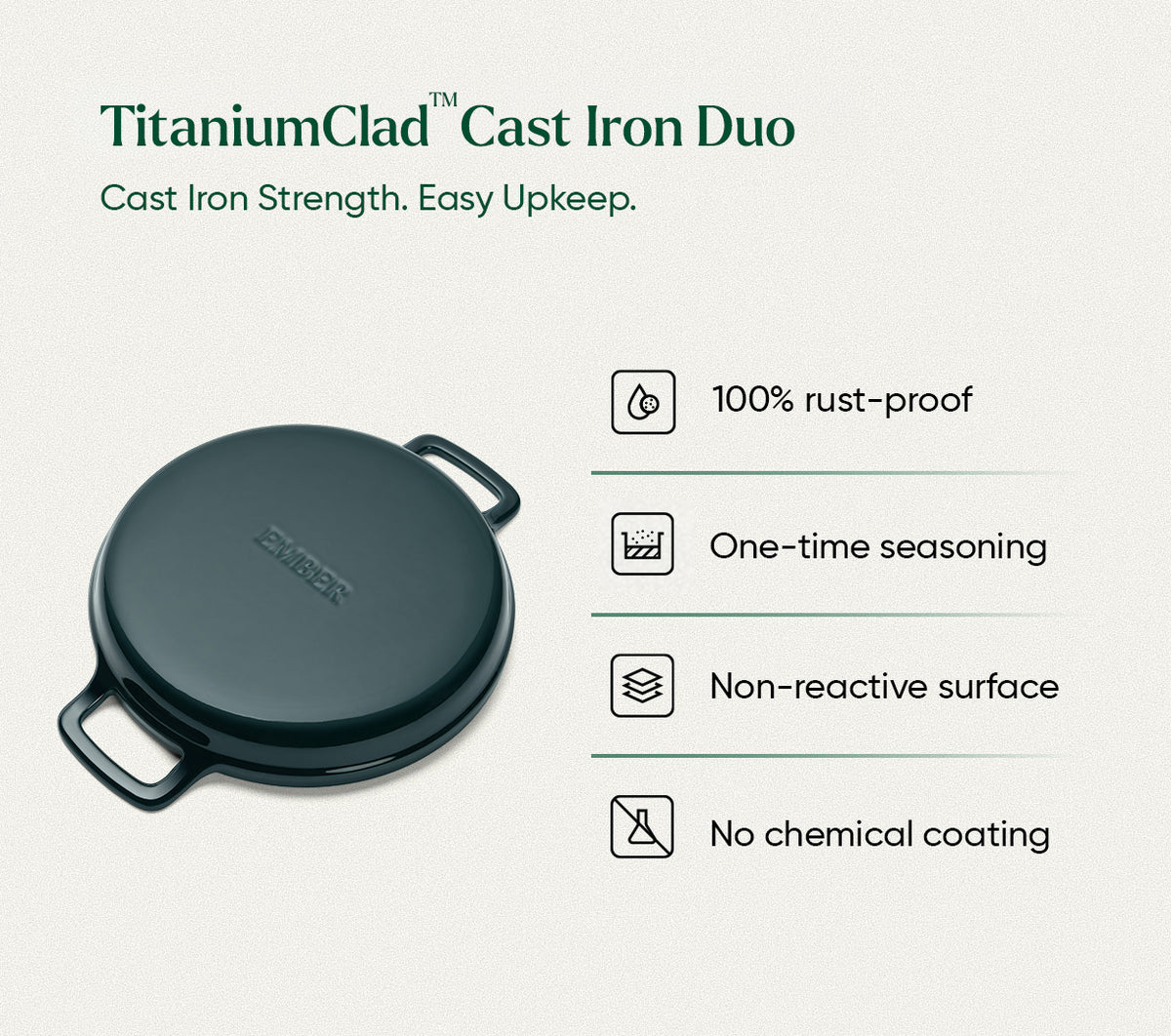 TitaniumClad™ Cast Iron Duo - Teal