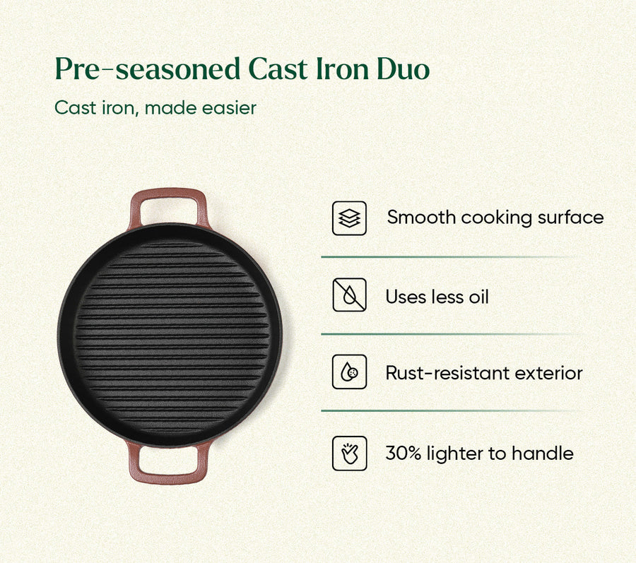 Pre-seasoned Cast Iron Duo - Jaipur Terracotta