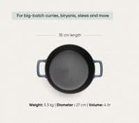 Pre-Seasoned Cast Iron Dutch Oven 27cm - Nilgiri Blue