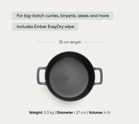 Pre-Seasoned Cast Iron Dutch Oven 27cm - Nilgiri Blue