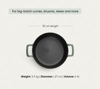 Pre-Seasoned Cast Iron Dutch Oven 27cm - Coorg Green